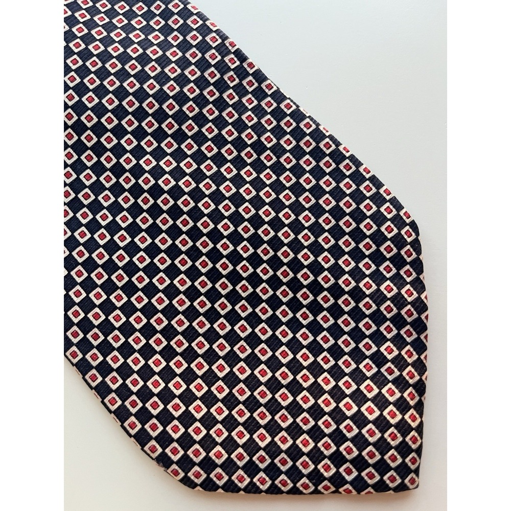 Polo Ralph Lauren Hand Made Neck Tie Blue Red Geometric 57" X 3 3/4"